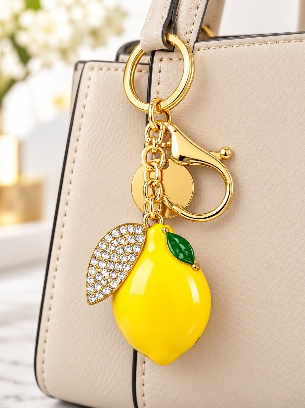 Women Accessories Lemon Charm Keychain - Yellow